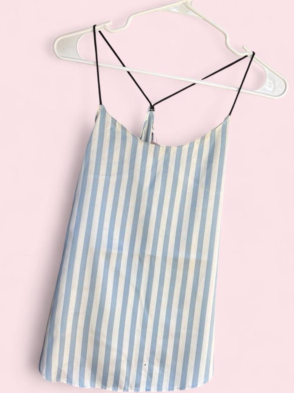 Victoria's Secret Light Blue & White Striped Satin Camisole
